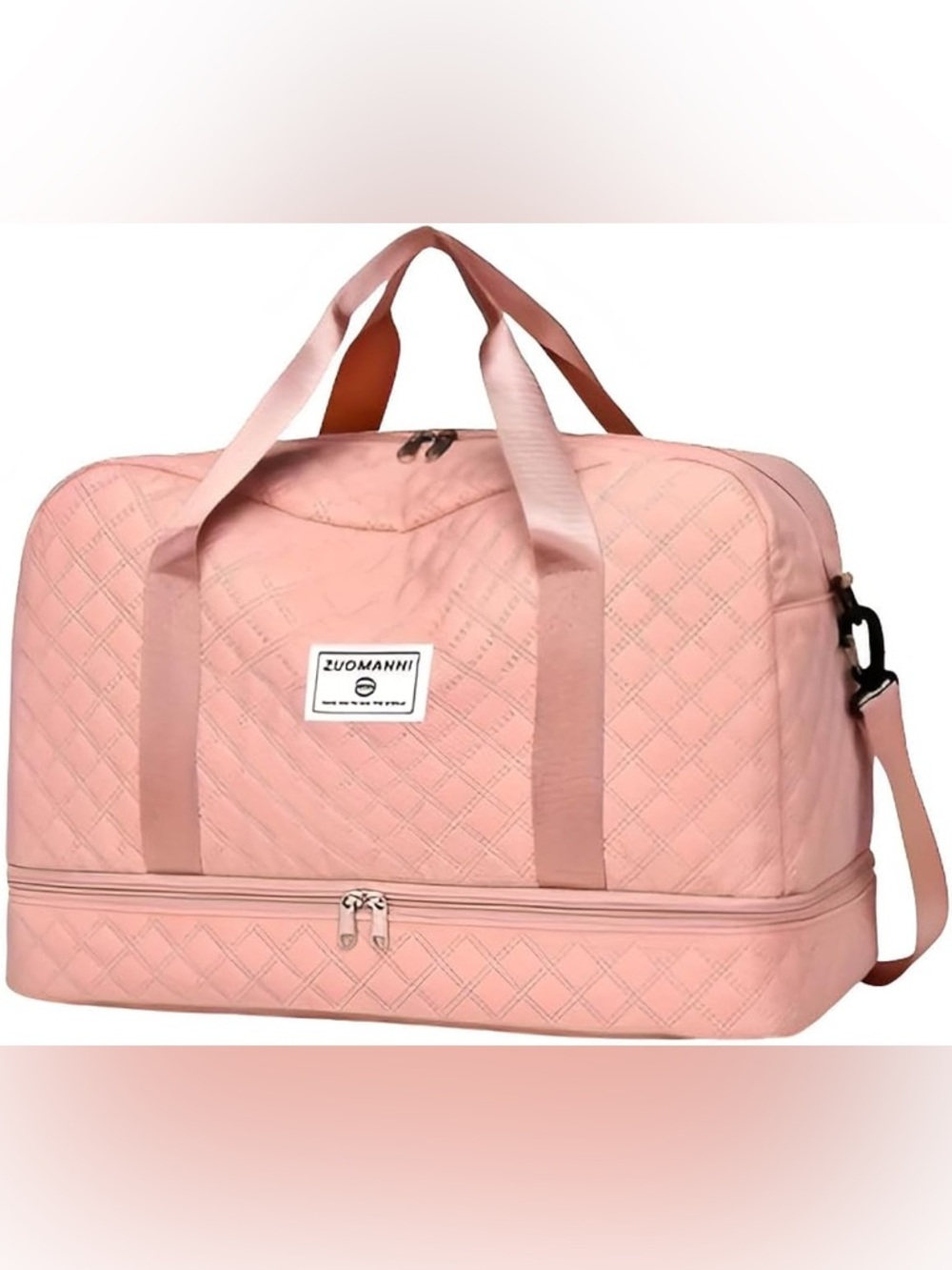 Pink Quilted Travel Duffel Bag